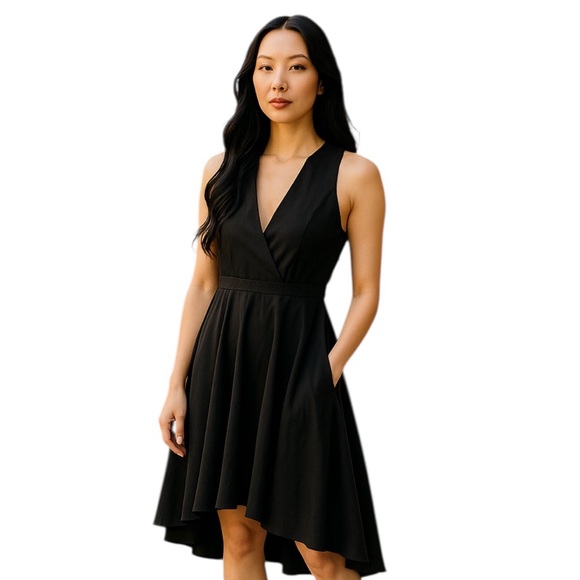 Robert Rodriguez Black High Low Sleeveless V-neck Dress Size 0 - Picture 1 of 17